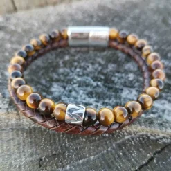 Tvåradigt Läderarmband - Brun